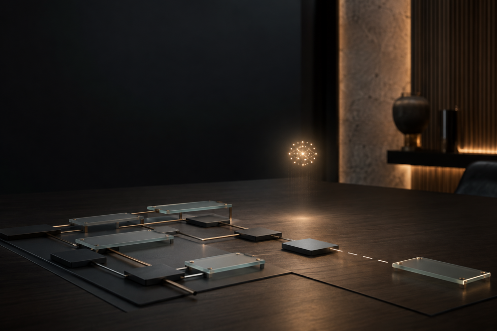 modern office flowchart with soft lighting